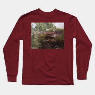 Old Bridge By The Lake Oil Painting Long Sleeve T-Shirt